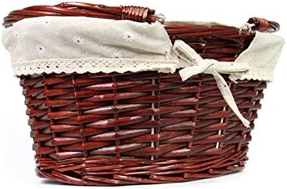 Wicker Gift Baskets Empty Oval Willow Woven Picnic Basket Easter Candy Basket Wine Basket with Handle Egg Gathering Wedding Basket (Brown) - Image 7
