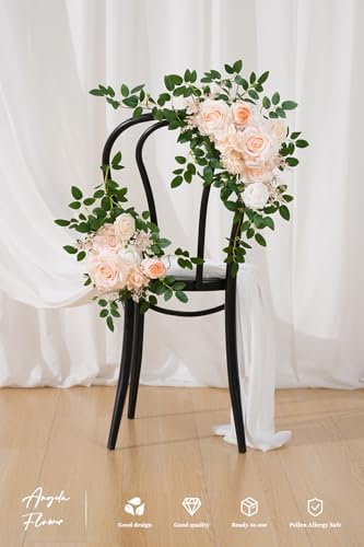 2pcs Babypink Deluxe Welcome Sign Artificial Flowers Wedding Backdrop Garland Hanging Floral Arrangements for Ceremony Reception Entryway Board Sweetheart Table - Image 5