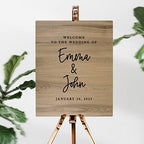 Andaz Press Large Wooden Welcome Sign for Wedding Rustic Welcome Sign 16" x 20" Custom Names & Date Shabby Chic Wedding Signage English Oak MDF Wood Finish Wedding Reception Indoor Outdoor Signs - Image 2
