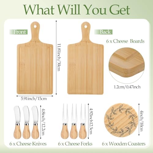 Honeydak 49 Pcs Baby Shower Prizes for Game Players 6 Set Cheese Board Fork Knives Coaster Towel Artificial Potted Plant Thanks Card Gift Bag for Baby Bridal Shower Wedding Favors(Square) - Image 2