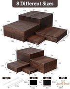 8Sizes Wooden Nested Buffet Risers with Mini Signs for Party Decor - Image 2