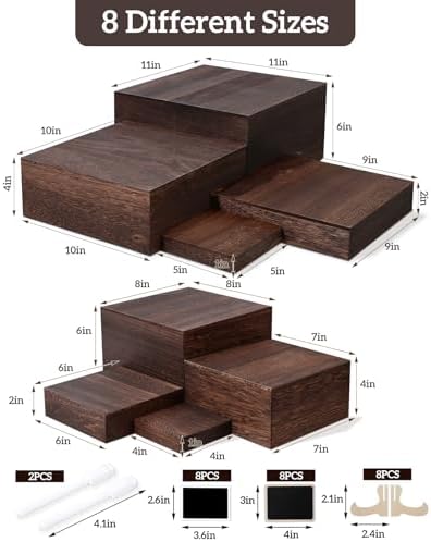 8Sizes Wooden Nested Buffet Risers with Mini Signs for Party Decor - Image 2
