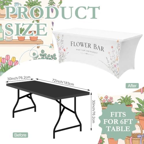 Oudain Photo Booth Tablecloth Flower Bar White Stretch Table Cover - Image 2
