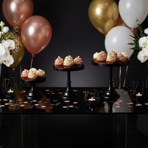 Black 3Pcs Metal Round Cake Stand Set 8/10/12 Inch Dessert Display - Image 5
