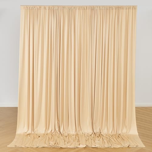 20ft x 10ft Wrinkle Free Champagne Backdrop Curtains for Parties Weddings, Thick Silky Polyester Fabric Photo Backdrop Drapes, 4 Panels 5X 10 ft Background Cloth for Birthday Baby Shower Photography - Image 7