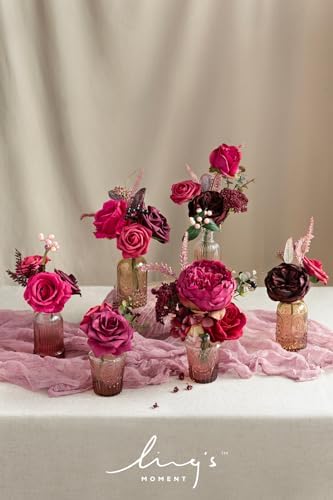 Ling's moment Artificial Pink Flowers Combo, Magenta & Hot Pink, Deluxe - Image 4
