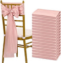 fani Rose Gold Satin Chair Straps Bows,60 PCS 7x108 Inch,Chair Sash by fani