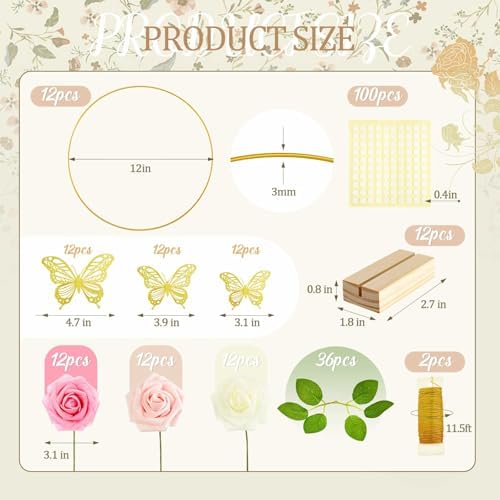 Vercraft 12 Set Butterfly Hoop Centerpieces,White, Pink, Pink,Round - Image 2