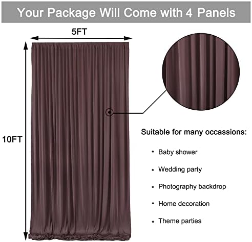 20ft x 10ft Wrinkle Free Brown Backdrop Curtains for Parties, 4 Panels 5x10ft Thick Polyester Photo Backdrop Drapes for Weddings Birthday Party Photography Background - Image 6