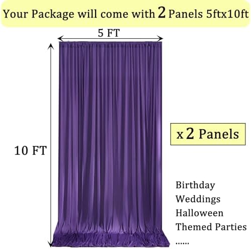 10ft x 10ft Wrinkle Free Purple Backdrop Curtain for Parties, Polyester Backdrop Drapes Panels 2 Panels 5x10ft for Photography Background Wedding Birthday Baby Shower Mermaid Party - Image 6