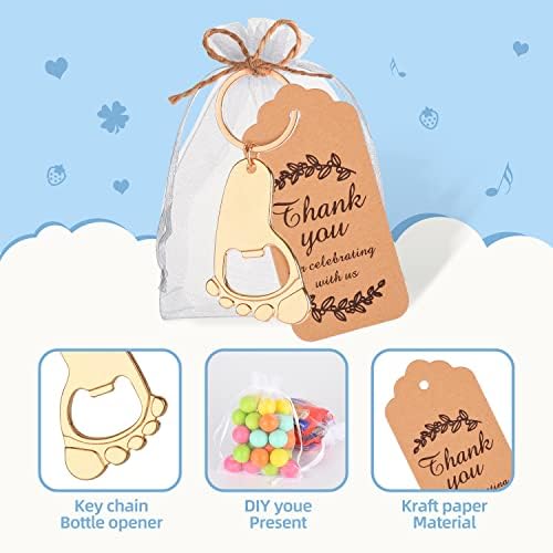 50 Pcs Golden Footprint Bottle Opener Baby Shower Favors for Guest - Image 3