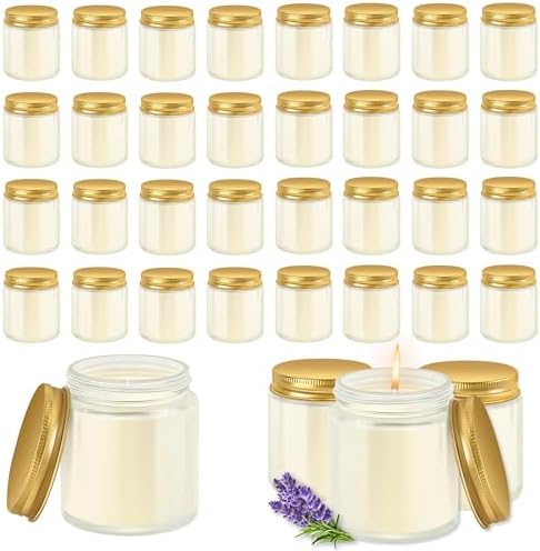 36 Pcs 4 Oz Mason Jar Candles, Lavender Scented Soy Candles Bulk Set for Stress Relief and Relaxation, Great Favors for Wedding, Christmas, Housewarming Gifts (Gold, Lavender, 36) by Unknown