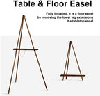Falling in Art 65" A-Frame Wooden Tripod Easel Stand (Brown) - Image 5