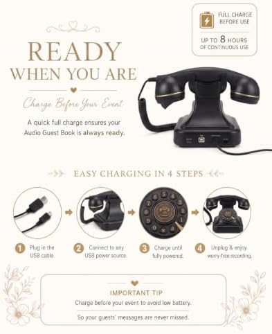 Audio Guest Book Phone for Weddings, 32GB Voice Recorder, Black - Image 3