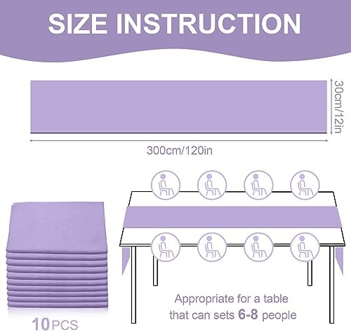 10 Pack 10ft Light Purple Chiffon Table Runners Wedding Table Runner Sheer Romantic Tulle Table Runner for Christmas Wedding Bridal Tea Party Baby Shower Birthday Party Table Decorations(120 x 12 in) - Image 2