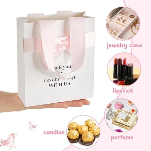 party greeting 50Pcs Wedding Gift Bags for Bridal Shower Bulk with Bow - Image 4