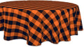 DII Buffalo Check Collection, Classic Farmhouse Tablecloth, Tablecloth, 70" Round, Orange & Black by DII