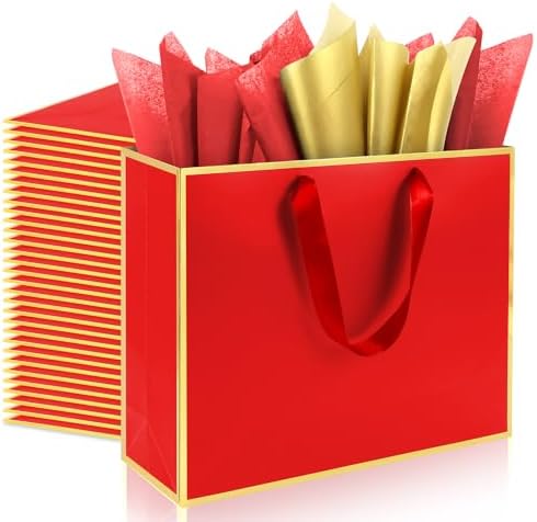 Addblu 24 Pack Red Large Gift Bags with Handles & 72 Tissue Papers by Unknown