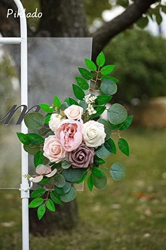 Faux Flower Swag Set of 2 for Wedding Welcome Signs Floral Swag Wedding Reception Ceremony Signs Decor (Pink) - Image 5
