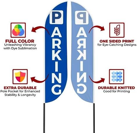 Parking Sign feather flag Pole Kit for Outdoor by Mavis Printing | 15 FEET Long Polyester Outdoor Banner Flag for Easy Hang | HD Print Swooper Flag Pole Mount to Celebrate Parking | Made in USA. - Image 4