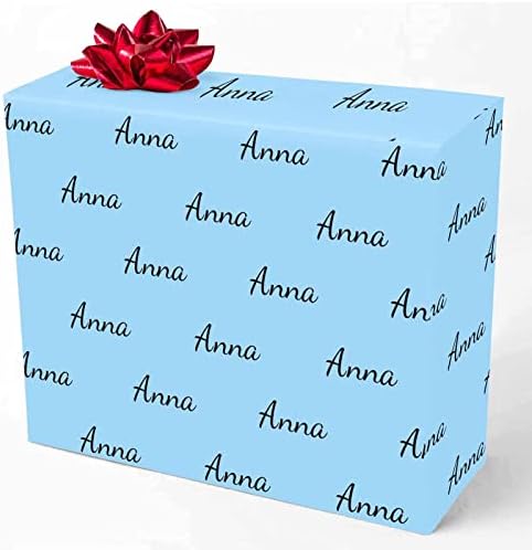 MyPupSocks Personalized Text Wrapping Paper, Name Sky Blue Custom Gift Wrapping Paper with Logo Name for Teens Women Men Mom Dad Birthday Wedding Anniversary 58x23 3 Rolls by MyPupSocks