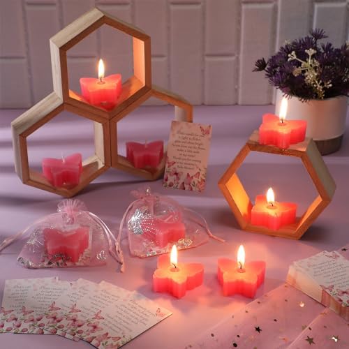 MTLEE 50 Sets Butterfly Candle Baby Shower Favors for Guests, Pink - Image 5