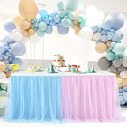 Suppromo 9ft Pink and Blue Gender Reveal Table Skirt Tulle Tutu Table Clothes Cover for Baby Shower Boy or Girl Birthday Party Wedding Cake Decorations - Image 2
