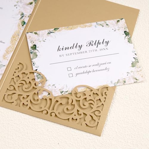 Personalized Wedding Invitations Gold Laser Cut Invitation Kit - Image 5