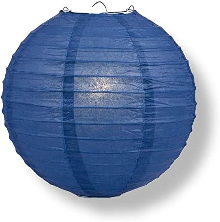 PaperLanternStore.com 10" Navy Blue Paper Lantern Party Pack with Remote Controlled LED Lights (10-Pack Combo Kit) - Image 4