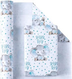 WRAPAHOLIC Jumbo Baby Boy Wrapping Paper - 30 Inch x 100 Feet Jumbo Roll - Adorable Blue Elephant Design for Baby Shower, Party, Holiday - Image 2