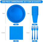 200pcs Disposable Royal Blue Plastic Party Plates and Napkins for Birthday - Image 2