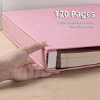 Large Photo Album Self Adhesive 4x6 5x7 3x5 8.5x11 Scrapbook Magnetic Album DIY Scrap Book Length 13 x Width 12.8 (Inches) 120 Sticky Pages Linen Cover DIY Photo Album (Pink) - Image 4