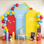 Red Yellow Blue Arch Backdrop Cover Set of 3 Spandex Photo Arch Covers Stretchy Backdrop Baby Shower Birthday Party Arch Covers 7.2 6.6 6 FT Arch Stand Cover Bridal Shower Banquet Decoration - Image 2