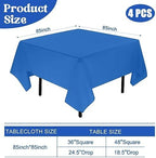 4 Pack Square Table Cloth 85x85 Inch Blue Tablecloth Machine Washable Fabric Polyester Table Cover for Dining, Buffet Parties, Picnic, Events, Weddings and Restaurants（Blue） - Image 2
