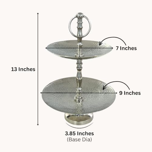 Rely+ Dessert Cupcake Stand 2-Tiered Serving Tray 13" Tall 2 Tier Fruits and Cup Cake Stand for Tea Party Birthday Holiday Gatherings Weddings Baby Showers Silver - Image 3