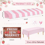 Tallew 3 Pcs Locally Grown Baby Shower Decorations Farmers Market Party Decor with 3D Awning Locally Grown Baby on the Way Sign 54 x 108" Check Tablecloth for First Birthday Farmers Market (Pink) - Image 2
