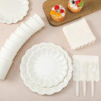 Newtay 350 Pcs Ivory Scalloped Paper Plates and Napkins Party Supplies - Image 3