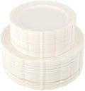 U-QE 100 Pcs Ivory Plastic Plates for Party - Ivory Disposable Plates by U-QE