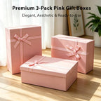 3 Pack Pink Gift Boxes for Presents - 13" x 10" x 5" Large Pink Gift Boxes with Separate Lids, Greeting Cards & Shredded Paper, Foldable Gift Box Set for Birthday, Wedding, Baby Shower, Anniversaries & Holiday Gifts - Image 5