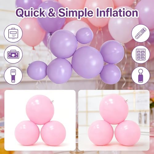 Reusable Inflatable Balloon Garland Arch Kit, 3/7 PCS Reusable Balloon Garland, Linked Pvc Balloons with Elastic Bands, One-Step, Effortless, Long-Lasting (7-Ball Purple) - Image 4