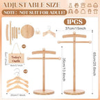 Marsui 1 Set Wooden Baby Clothes Display Stand with 3 Hangers, Plaque, Wood - Image 2