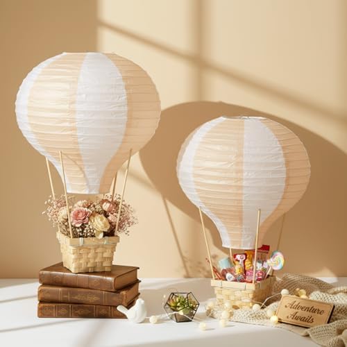 Meooeck 8 Sets Light Brown Hot Air Balloon Table Centerpieces Decor - Image 6