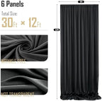gogoparti 30x12ft Black Backdrop Curtain for Wedding Parties, 6 Panels (5x12 ft Each) Wrinkle-Free Dackdrop Curtains, Silky Draping Fabric for Birthday Party, Baby Shower, Photo Background - Image 6