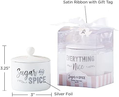 Kate Aspen Sugar, Spice and Everything Nice Ceramic Sugar Bowl - Set of 12 - Hostess Guest Gift, Party Souvenir Favor & Decorations for Baby Showers Party - Image 5