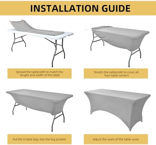 6-Pack 6ft Spandex Table Covers for Rectangle Standard Folding Tables - Wrinkle Resistant Stretch Tablecloths - Ultimate Fitted Table Protector for Parties, Banquet, and Wedding - Image 5
