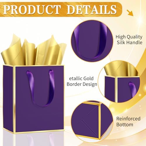 Epoesch 24 Pack Gift Bags with Handles & 24 Tissue Papers – 8x5x10 Inches - Image 3