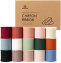Vitalizart Chiffon Silk Ribbon 1 1/2 Inch x 75 Yd Handmade Frayed Edge Assorted Ribbons for Gift Wrapping Bridal Bouquets Baby Shower Wedding Invitations by Vitalizart