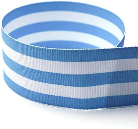 USA | American Made 5/8" Baby Blue & White Taffy Striped Grosgrain Ribbon - 100 Yards by TheRibbonFactory%C2%AE