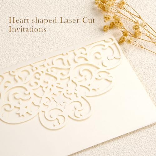 50Pcs Ivory Wedding Invitation Kit with Envelopes and RSVP Cards - Image 4