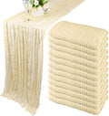 35x72 Inch Beige Cheesecloth Table Runner Rustic Boho Wedding Party Decor by Fivenl